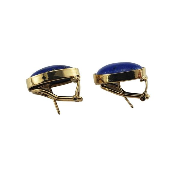 Vintage 18 Karat Yellow Gold Lapis Lazuli Earrings #9902 - Picture 4 of 7